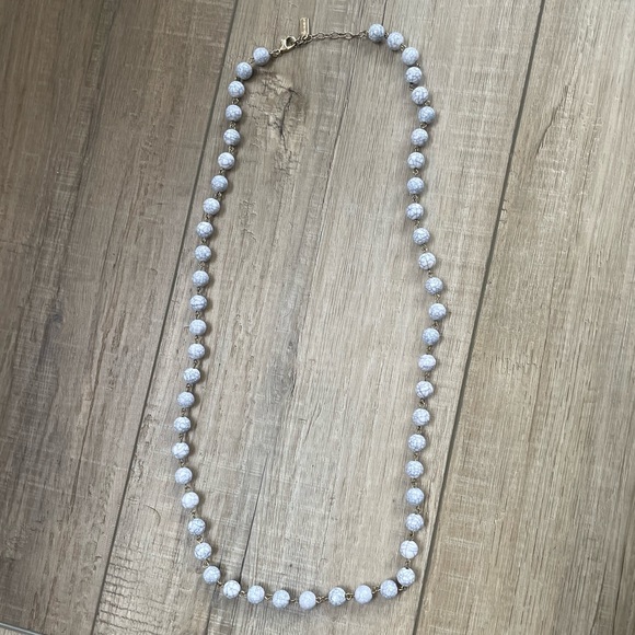 BAUBLEBAR White Marble Beaded Long Necklace | Single Strand Gold 17" - Picture 2 of 5